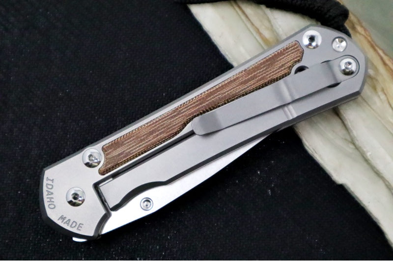 Chris Reeve Knives Large Sebenza 31 Left Handed Glass Blasted - Drop Point Blade / Natural Canvas Micarta L31-1661