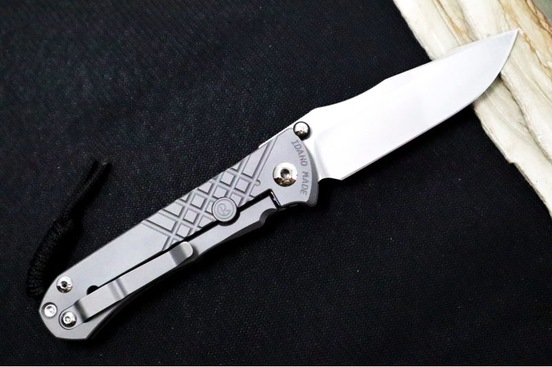 Chris Reeve Umnumzaan Glass Blasted - Drop Point Blade / CPM-Magnacut Steel / Glass Blasted Titanium Handle UMN-1012