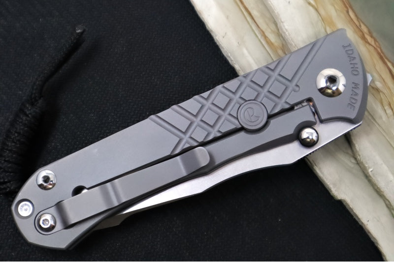 Chris Reeve Umnumzaan Glass Blasted - Drop Point Blade / CPM-Magnacut Steel / Glass Blasted Titanium Handle UMN-1012