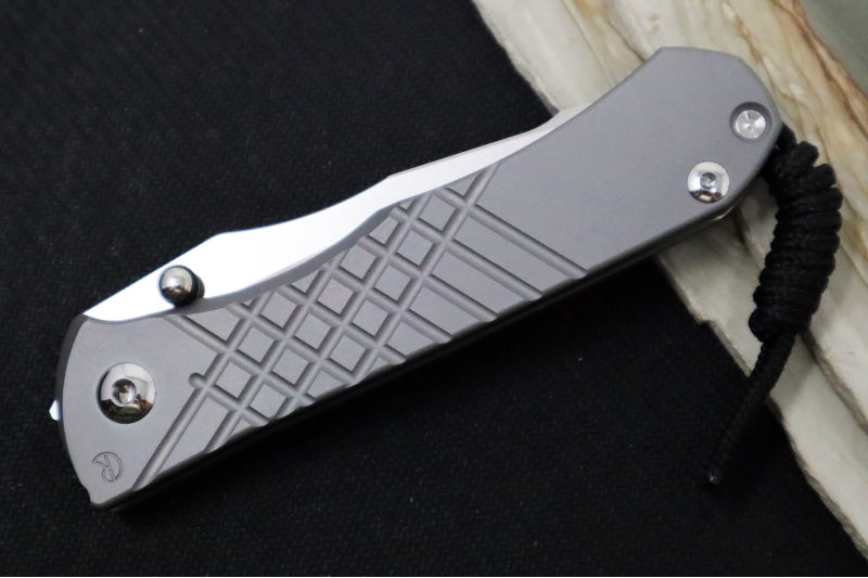 Chris Reeve Umnumzaan Glass Blasted LEFT HAND - Drop Point Blade / CPM-Magnacut Steel / Glass Blasted Titanium Handle UMN-1013