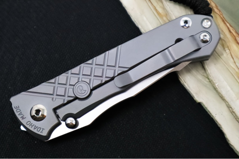 Chris Reeve Umnumzaan Glass Blasted LEFT HAND - Drop Point Blade / CPM-Magnacut Steel / Glass Blasted Titanium Handle UMN-1013