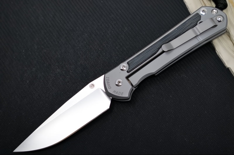 Chris Reeve Large Sebenza 31 Glass Blasted LEFT HAND - Drop Point Blade / CPM-Magnacut Steel / Black Micarta Inlay L31-1653