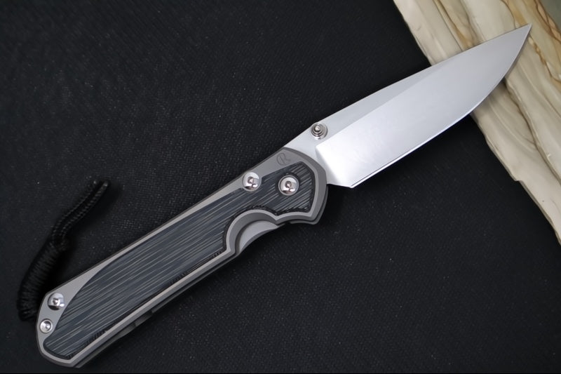 Chris Reeve Large Sebenza 31 Glass Blasted LEFT HAND - Drop Point Blade / CPM-Magnacut Steel / Black Micarta Inlay L31-1653