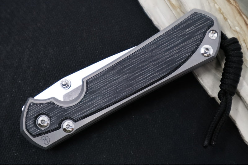 Chris Reeve Large Sebenza 31 Glass Blasted LEFT HAND - Drop Point Blade / CPM-Magnacut Steel / Black Micarta Inlay L31-1653
