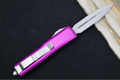 Microtech UTX-85 OTF - Dagger Blade / Stonewash Finish / Violet Anodized Aluminum Handle - 232-10VI