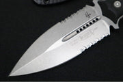 Microtech SBD - Stonewashed Finish / Dagger Blade with Partial Serrations / Black G-10 Handle 201-11 - Northwest Knives