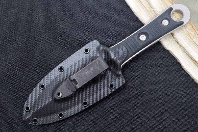 Microtech SBD - Stonewashed Finish / Dagger Blade with Partial Serrations / Black G-10 Handle 201-11 - Northwest Knives