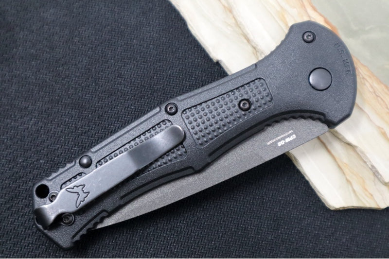 Benchmade 9071SBK Claymore - Black D2 Tanto Combo Blade / Black Grivory Handle