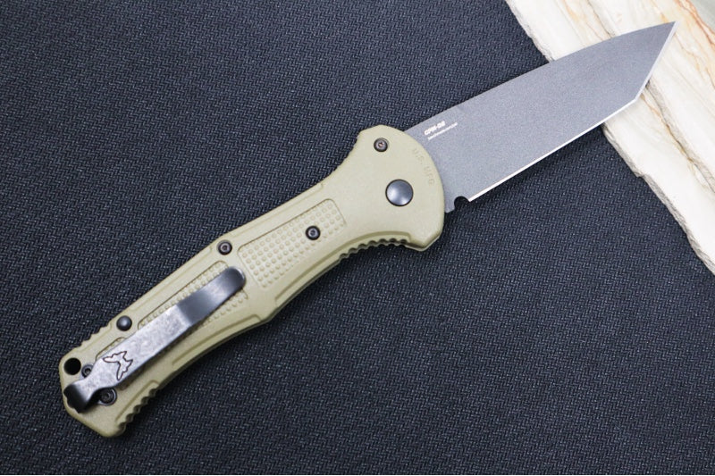 Benchmade 9071BK-1 Claymore - Black D2 Tanto Blade / Ranger Green Grivory Handle - Northwest Knives