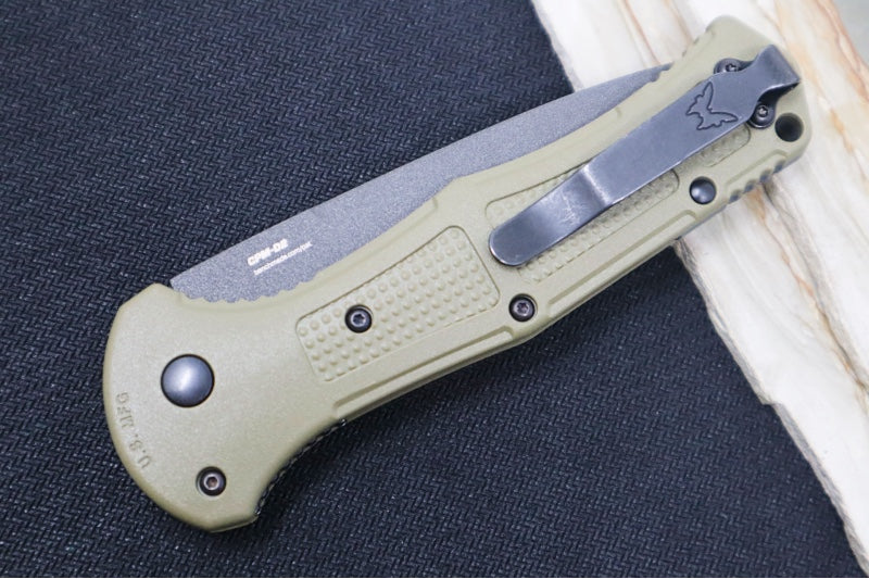 Benchmade 9071SBK-1 Claymore - Black D2 Tanto Combo Blade / Ranger Green Grivory Handle