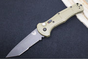 Benchmade 9071SBK-1 Claymore - Black D2 Tanto Combo Blade / Ranger Green Grivory Handle - Northwest Knives