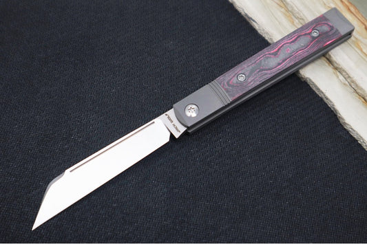 Jack Wolf Knives Feelgood Jack Slip Joint - CamoCarbon Bazooka Pink Inlay / Bead Blasted Titanium Bolsters / CPM-S90V Steel