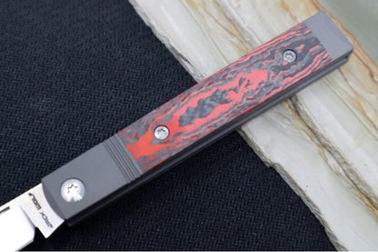 Jack Wolf Knives Feelgood Jack Slip Joint - Fat Carbon Lava Flow Inlay / Bead Blasted Titanium Bolsters / CPM-S90V Steel