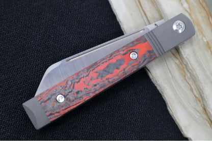 Jack Wolf Knives Feelgood Jack Slip Joint - Fat Carbon Lava Flow Inlay / Bead Blasted Titanium Bolsters / CPM-S90V Steel