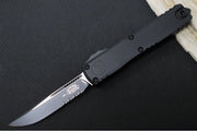 Microtech Ultratech ZBP (Zero Blade Play) OTF Tactical - Black Finish / Single Edge with Partial Serrate / Black Anodized Aluminum Handle 1121-2T - Northwest Knives