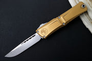 Microtech Combat Troodon OTF Gen III - Apocalyptic Finish / Drop Point Blade / Tan Anodized Aluminum Handle - 1143-10APTA - Northwest Knives