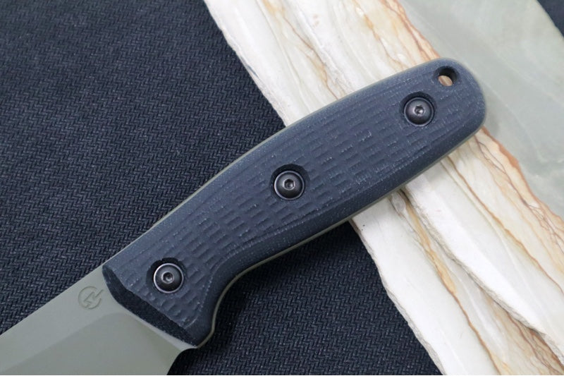 Schwarz Designs Confidante - Black Canvas Handle / Magnacut Blade / OD Green Cerakote Finish / Black Kydex Sheath