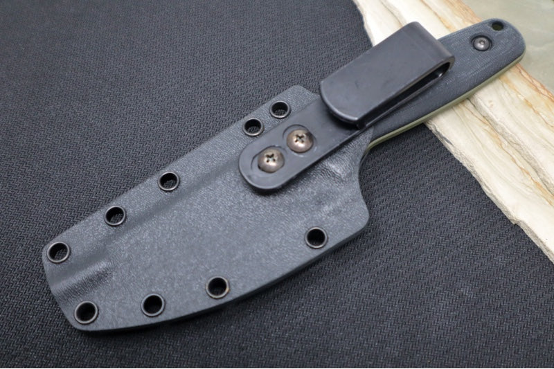 Schwarz Designs Confidante - Black Canvas Handle / Magnacut Blade / OD Green Cerakote Finish / Black Kydex Sheath - Northwest Knives