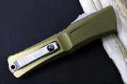 Microtech Combat Troodon OTF Gen III - Apocalyptic Finish / Drop Point Blade / OD Green Anodized Aluminum Handle - 1143-10APOD - Northwest Knives
