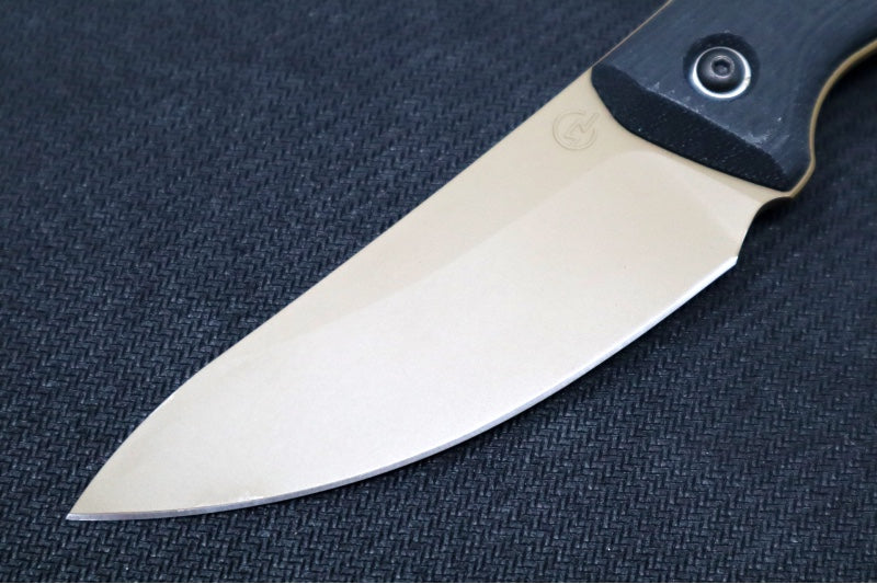 Schwarz Designs Confidante - Black Canvas Micarta Handle / Magnacut Blade / Coyote Tan Cerakote Finish / Black Kydex Sheath