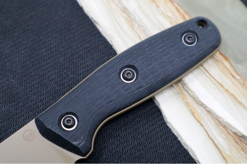 Schwarz Designs Confidante - Black Canvas Micarta Handle / Magnacut Blade / Coyote Tan Cerakote Finish / Black Kydex Sheath