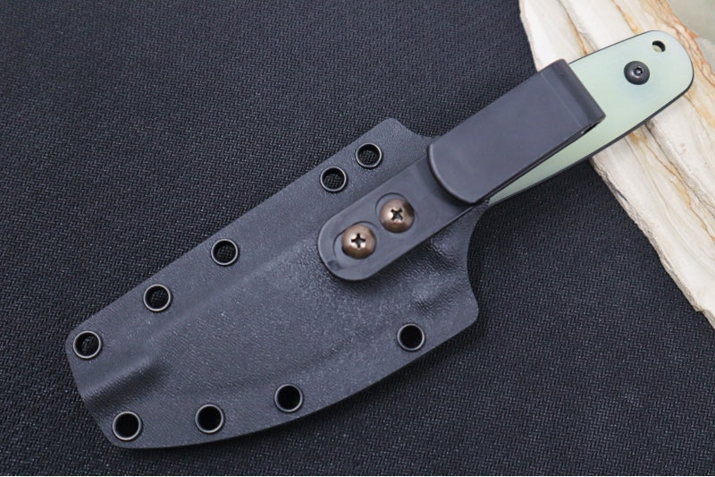 Schwarz Designs Confidante - Jade G-10 Handle / Magnacut Blade / Black Cerakote Finish / Black Kydex Sheath