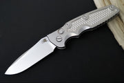 Rick Hinderer Knives Eklipse Auto - 3.5" Spearpoint Blade / Stonewash Finish / Silver Anodized Stonewashed Full Titanium Handle - Northwest Knives