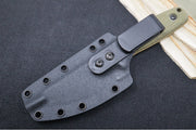 Schwarz Designs Confidante - Green Canvas Micarta Handle / Magnacut Blade / Coyote Tan Cerakote Finish / Black Kydex Sheath - Northwest Knives