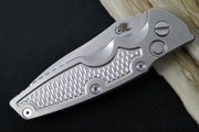 Rick Hinderer Knives Eklipse Auto - 3.5" Spearpoint Blade / Stonewash Finish / Silver Anodized Stonewashed Full Titanium Handle - Northwest Knives