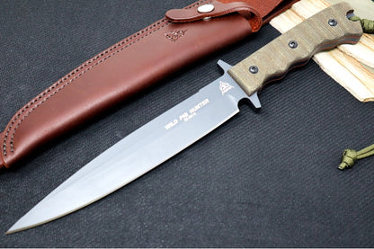 Tops Wild Pig Hunter Sniper Gray - 1095 Steel / Green Canvas Micarta Handle / Kydex Sheath WPH-04