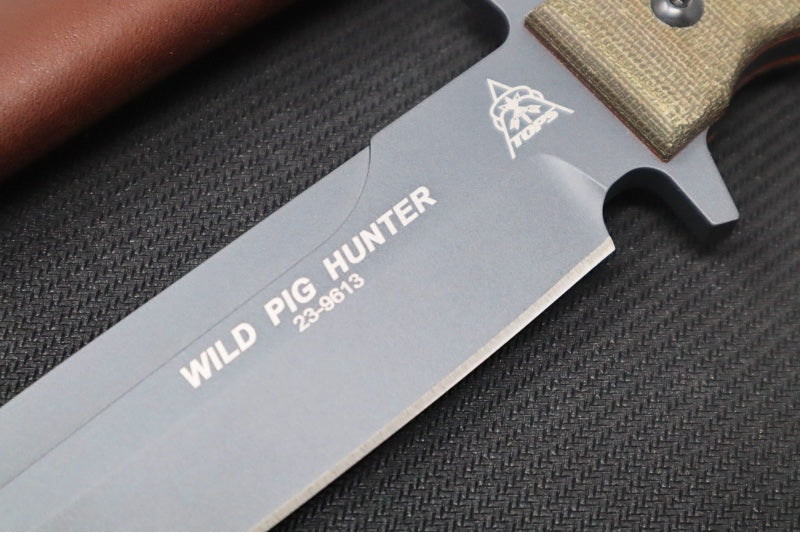 Tops Wild Pig Hunter Sniper Gray - 1095 Steel / Green Canvas Micarta Handle / Kydex Sheath WPH-04 - Northwest Knives