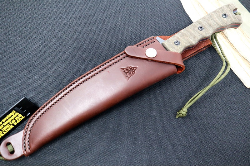 Tops Wild Pig Hunter Sniper Gray - 1095 Steel / Green Canvas Micarta Handle / Kydex Sheath WPH-04 - Northwest Knives