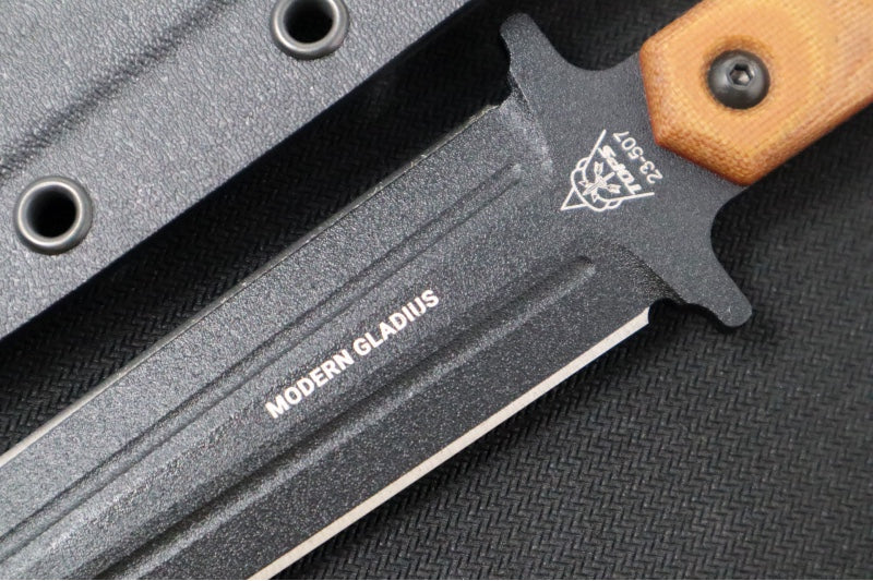 Tops Modern Gladius - 1095 Steel / Tan Canvas Micarta Handle / Kydex Sheath MGLAD-01