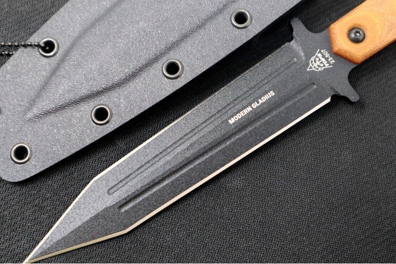 Tops Modern Gladius - 1095 Steel / Tan Canvas Micarta Handle / Kydex Sheath MGLAD-01 - Northwest Knives