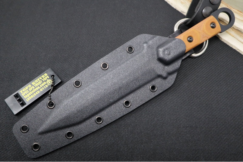 Tops Modern Gladius - 1095 Steel / Tan Canvas Micarta Handle / Kydex Sheath MGLAD-01