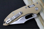 Microtech Stitch RAM-Lock Manual - Partial Serrated Wharncliffe Blade / Tan Fluted G-10 Handle 169RL-11FLGTTA - Northwest Knives