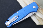 Hogue Knives Ballista - Blue Anodized Aluminum Handle / 154CM Tanto Blade / Tumbled Finish 64123 - Northwest Knives