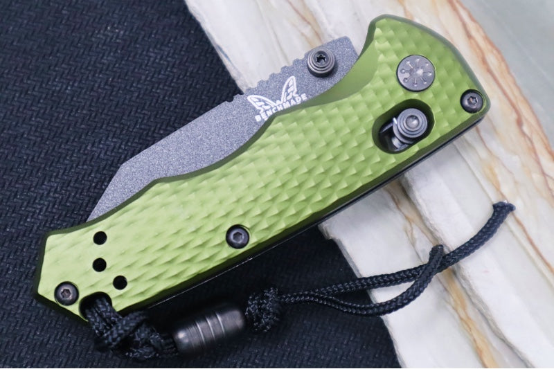Benchmade 290BK-2 Full Immunity - Cobalt Black Cerakote Finish  / CPM-M4 Steel / Wharncliffe Blade / Woodland Green Anodized Aluminum Handle