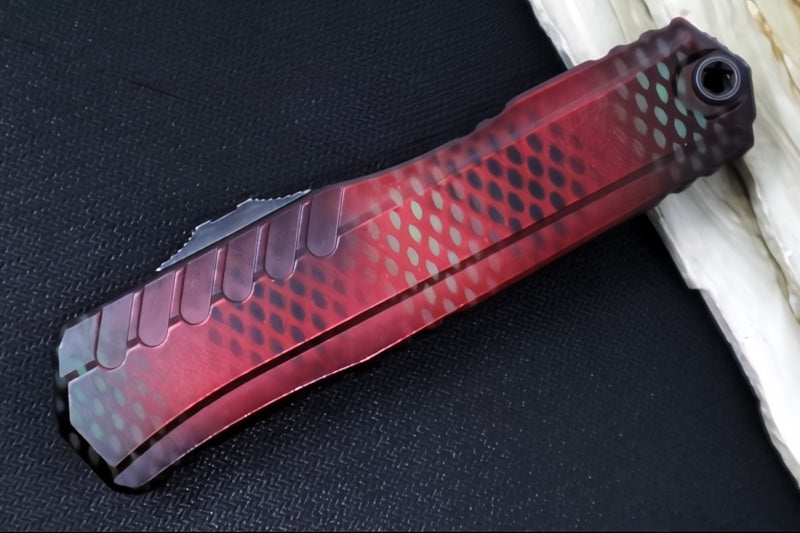 Microtech Cypher II OTF - Dagger Blade / Blackwash Finish / Red X-51 Anodized Aluminum Handle 1242-1RDX51S