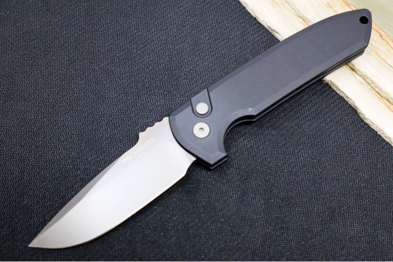 Pro Tech Rockeye Auto - Black Aluminum Handle / Smoky Grey DLC CPM-D2 Blade LG321-D2 - Northwest Knives