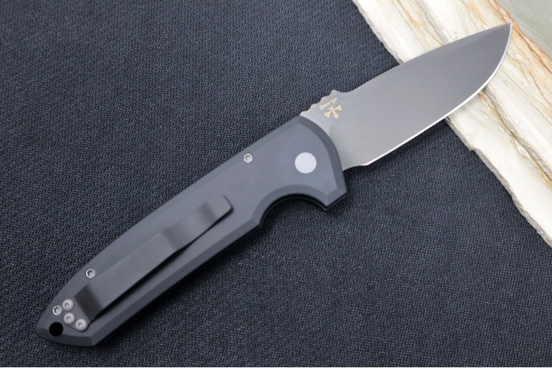 Pro Tech Rockeye Auto - Black Aluminum Handle / Smoky Grey DLC CPM-D2 Blade LG321-D2 - Northwest Knives