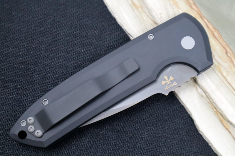 Pro Tech Rockeye Auto - Black Aluminum Handle / Smoky Grey DLC CPM-D2 Blade LG321-D2