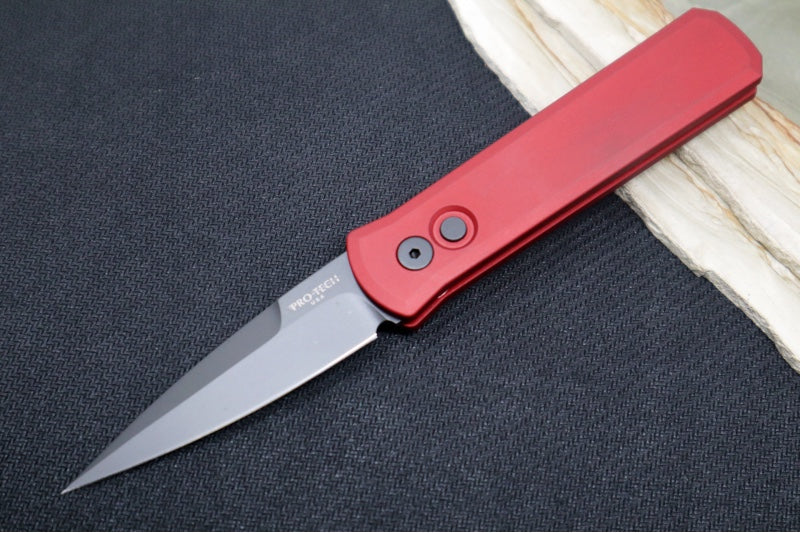 Pro Tech Godson Auto - Red Anodized Aluminum Handle / CPM-154 Blade / Black DLC Finish 721-RED