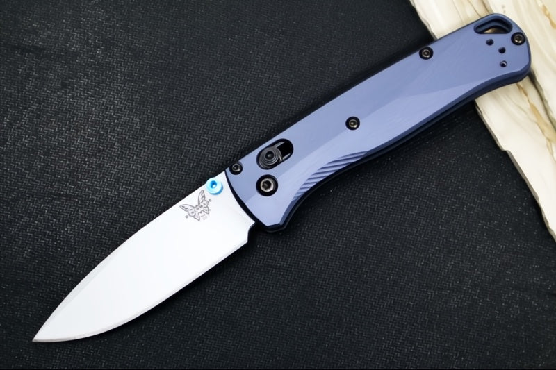Benchmade 535SL-13 Bugout - CPM-S90V Steel / Drop Point Blade / Crushed Silver Cerakote Finish / Crater Blue Anodized Aluminum