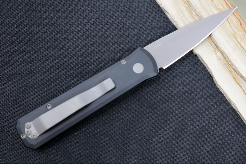 Pro Tech Godson Auto - Black Handle - 154CM Blasted Blade