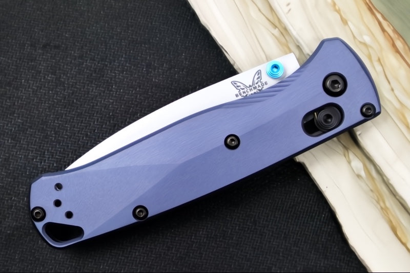 Benchmade 535SL-13 Bugout - CPM-S90V Steel / Drop Point Blade / Crushed Silver Cerakote Finish / Crater Blue Anodized Aluminum