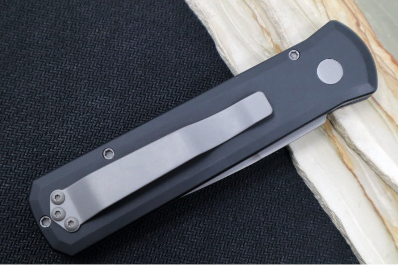 Pro Tech Godson Auto - Black Handle - 154CM Blasted Blade