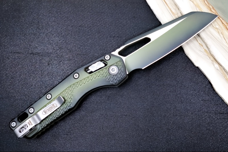 Microtech MSI Manual Folder - Bazooka Green Cerakoted Finished Blade / Bazooka Green Polymer w/ Trim-Grip Handle 210T-1PMFBO - Northwest Knives