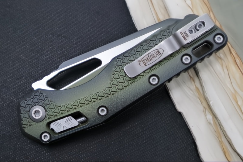 Microtech MSI Manual Folder - Bazooka Green Cerakoted Finished Blade / Bazooka Green Polymer w/ Trim-Grip Handle 210T-1PMFBO - Northwest Knives