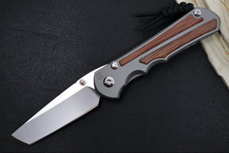 Chris Reeve Knives Large Inkosi Glass Blasted - Tanto Blade / CPM-Magnacut Steel / Glass Blasted Titanium Handle with Natural Micarta Inlay LIN-1134